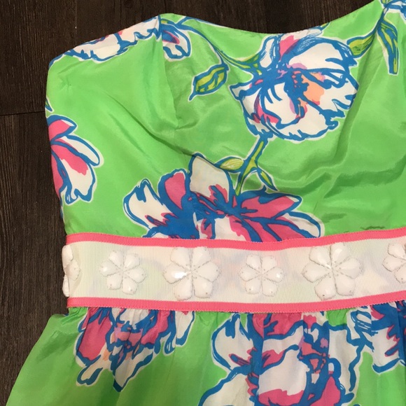 Lilly Pulitzer Langley Strapless Beaded Silk Blend Fit & Flare Mini Dress - 6 - Picture 5 of 11